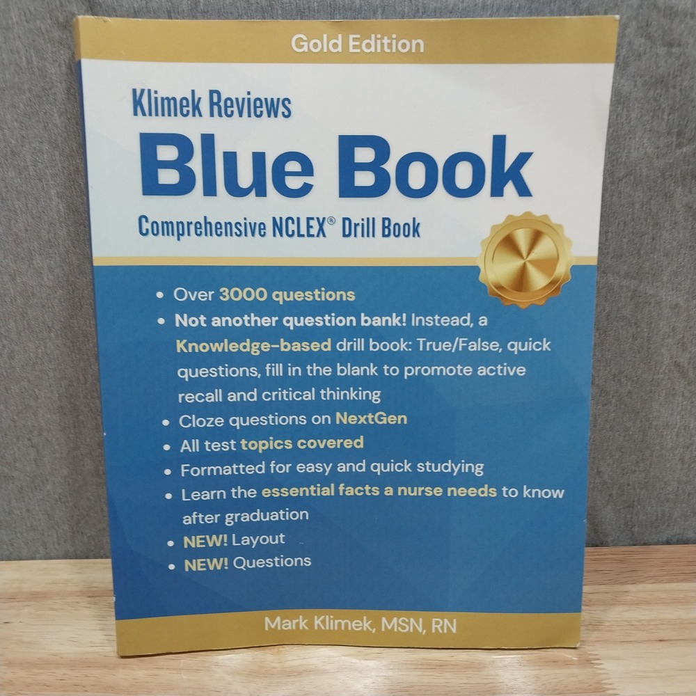 Klimek Reviews Nursing Blue Book Gold Edition NCLEX Drill Book 2023‎ Blue Gold